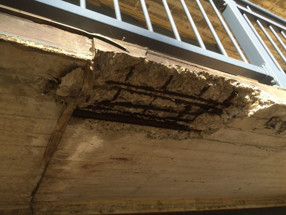 exposed reinforcement on balcony